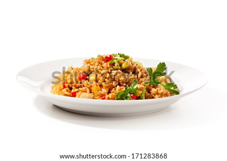 Chinese Cuisine - Fried Rice with Vegetables and Meat