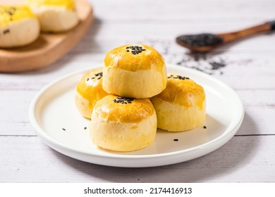 Chinese Dessert Egg Yolk Puff On Table