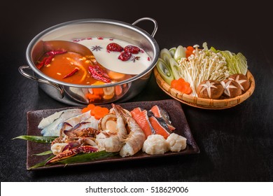 A Chinese dishes prepared with medicinal herbs hotpot and exclusive pan