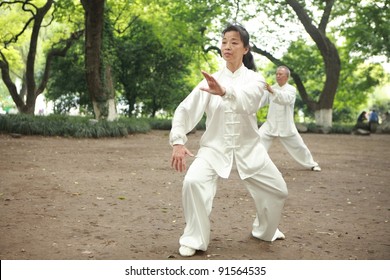 Chinese Do Taichi Outside