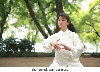 Chinese Do Taichi Outside