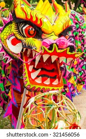 Chinese Dragon head pieces used in dances for traditional celebration./ Chinese Dragon Dance Costume.