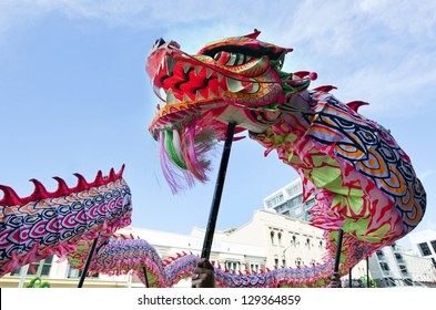 Chinese Dragon Loong  Long Lung, A Legendary Creature In Chinese Mythology Folklore During The Year Of The Lunar Snake A Traditional Chinese Holiday. No People. Copy Space