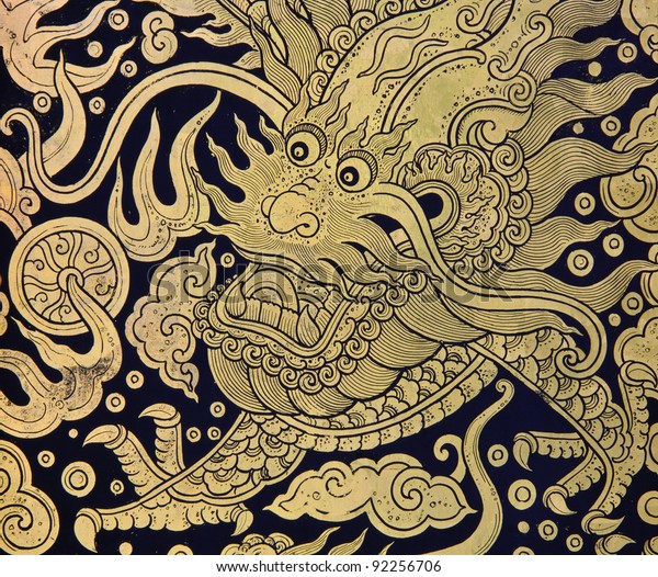 Chinese Dragon Thai Style Art On Stock Photo 92256706 | Shutterstock