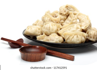 Chinese Dumplings On White Background