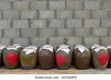 Chinese Earthenware Jar Of Wine.