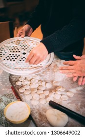 Chinese Family Making Dumplings During Spring Festival