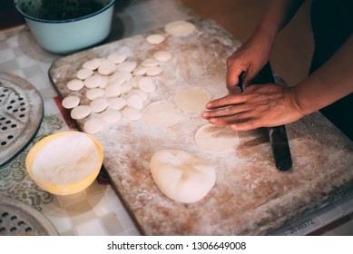 Chinese Family Making Dumplings During Spring Festival