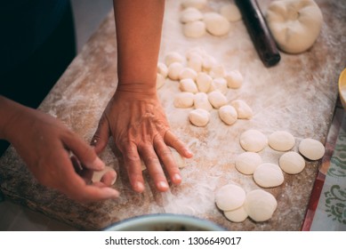 Chinese Family Making Dumplings During Spring Festival