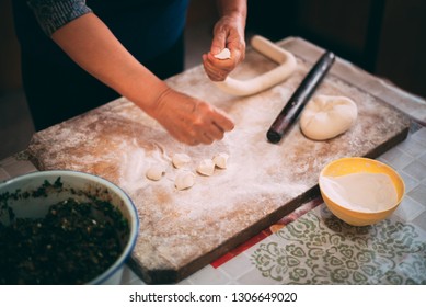 Chinese Family Making Dumplings During Spring Festival