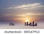 
Chinese fishing boats sailing in Wuxi, China, Taihu Lake