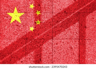 The Chinese flag has been exposed many times. Use as a basemap or background. Double exposure creative hologram. - Shutterstock ID 2395470243