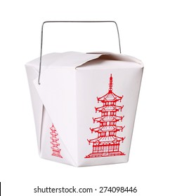 Chinese Food Box Container Isolated On White Background