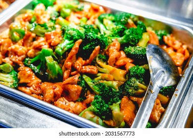 Chinese Food Buffet Chicken And Broccoli Self Service Lunch Or Dinner