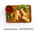 Chinese food Deep fried spring roll on white background