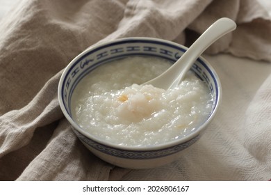 Chinese Food, Fried Scallop And Rice Congee