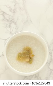 Chinese food,  pickled mustard plant Zha cai and congee