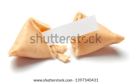 Chinese fortune cookies. Cookies with empty blank inside for prediction words. Isolated on white background