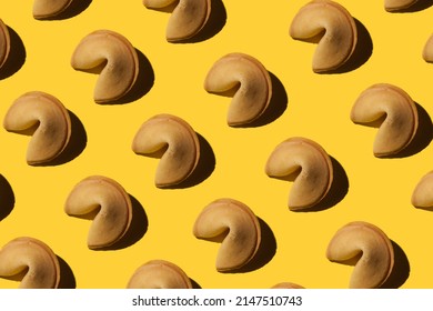 chinese fortune cookies on yellow background