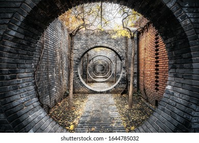 
Chinese Garden Path In Late Autumn