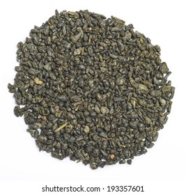 Chinese Gunpowder Gunpowder Green Tea On A White Background