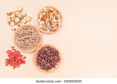Chinese herbal medicine, Sophora flavescens, wolfberry, Polygala tenuifolia, tangerine peel