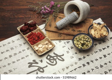 Chinese Herbal Medicine And Tea Set