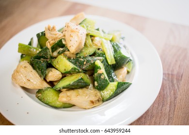 Chinese Home Cooking.Fried Chicken And Small Cucumber.Healthy Low GI Diet.