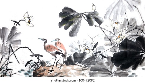 Chinese Ink And Wash Painting.