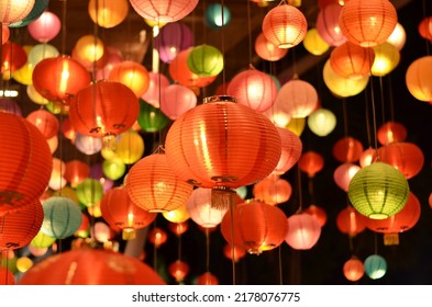 Chinese Lanterns During New Year Festival,Chinese New Year Lanterns In Chinatown, Firecracker Celebration,for Background