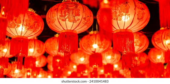 Chinese lanterns during new year festival. Chinese New Year , New Year banner Concept and happy new year Chinese 2024	 - Powered by Shutterstock