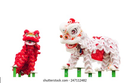 Chinese Lion Costume Dance During Chinese New Year Celebration