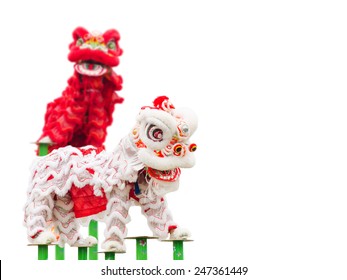 Chinese Lion Costume Dance During Chinese New Year Celebration