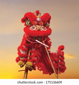 Chinese lion costume used during Chinese New Year celebration