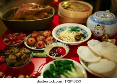 Chinese Or Lunar New Year Food Are Served With Different Kinds