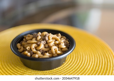 Chinese macaroni with meat. TV diner ready to eat. Shallow depth of field and lot of resolution to crop.  