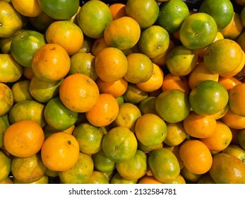 Chinese Mandarin Oranges In Asian Grocery Store, Selective Focus