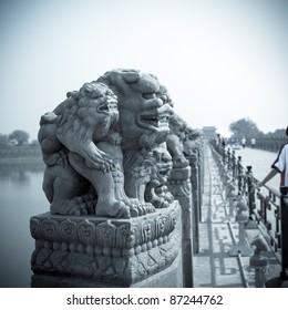 Chinese Marco Polo Bridge Of The Stone Lion Statue