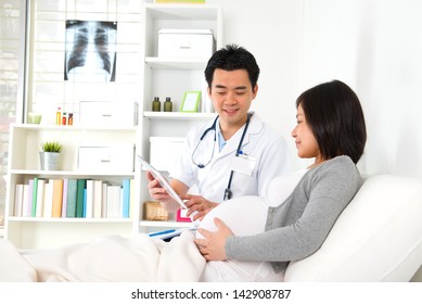 Chinese Mother Pregnant Medical Checkup With Doctor