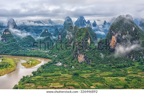 Chinese Mountain Landscape Guilin China Stock Photo 326446892 ...