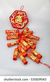 Chinese New Year Decoration, Fire Cracker, With Chinese Word: Bring In Wealth And Treasure.