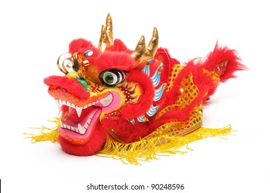 Chinese New Year Decoration--Closeup of Dancing Dragon on White.