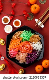 Chinese New Year Lou Sang Ã¦ÂÅ¾Ã§â€Å¸ Yusheng Traditional Food Celebration for Blessing, Top View Chinese New Year Concept