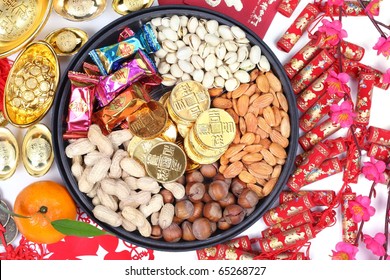 Chinese New Year Ornaments And Candy Box.