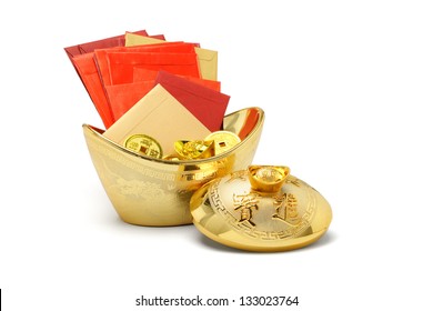 Chinese New Year Ornaments and Red packets on White Background