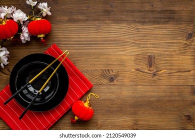 Chinese New Year With Red Bamboo Mat For Table Place Setting