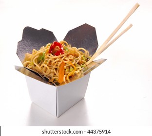 Chinese Noodle Food Isolated At White Background