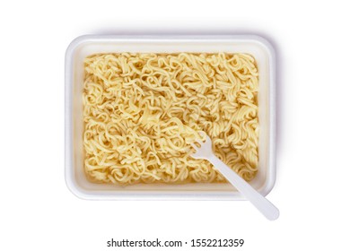 Chinese Noodles, Isolated On White Background, View From Above