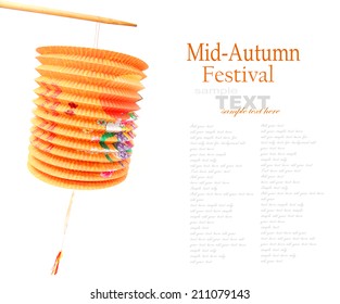 Chinese Paper Lantern For Mid Autumn Festival On White Background 