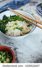 Chinese Pork And Shrimp Wonton Soup With Broccolini 